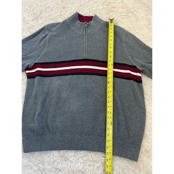 Eddie Bauer Mens Vintage Mock Neck 1/4 Zip Long Sleeve Pull Over Sweater Gray XL - Picture 3 of 9